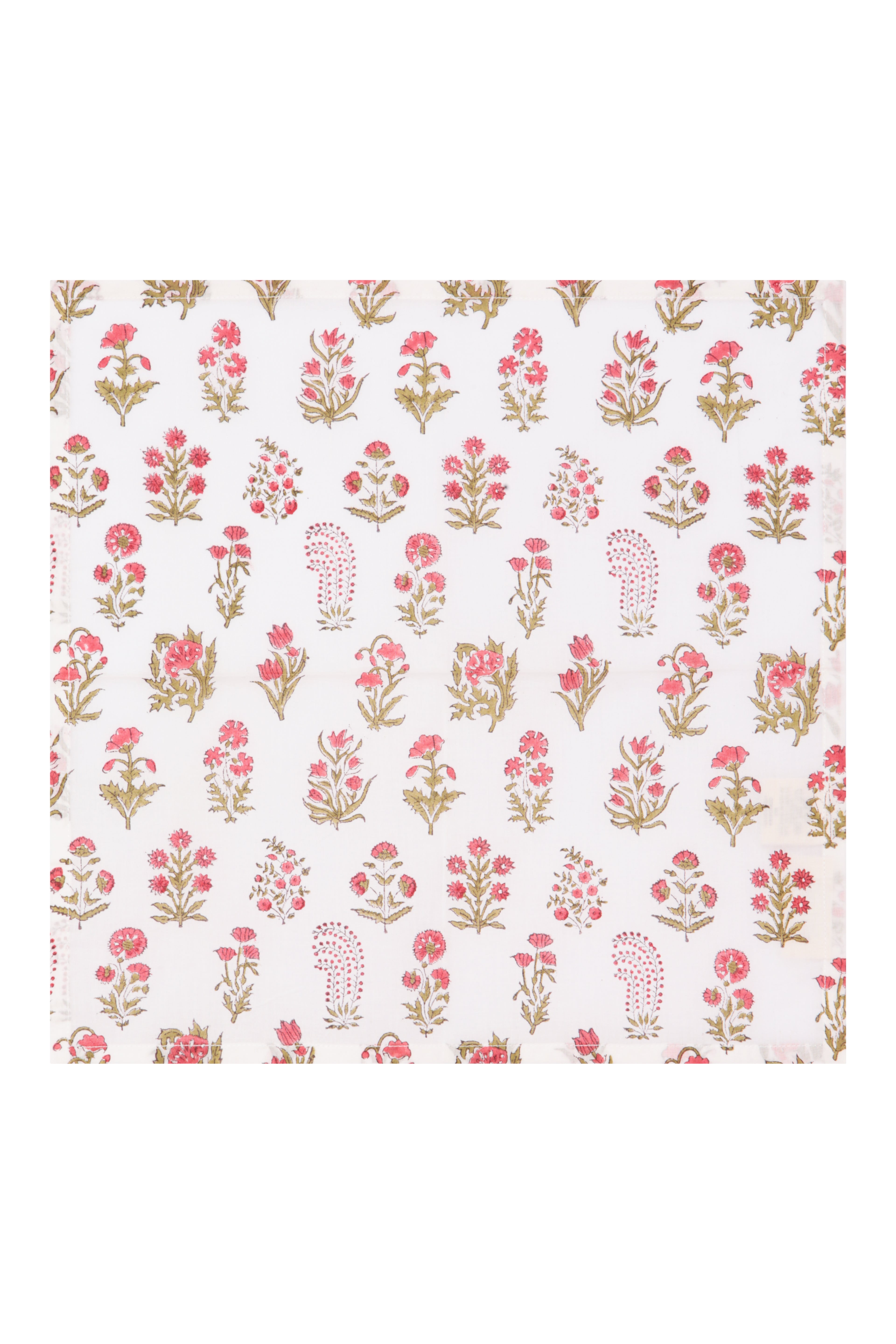 Napkins with Mini Flower X 4 Napkin Set Cotton Pink One Size