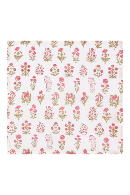 Napkins with Mini Flower X 4 Napkin Set Cotton Pink One Size