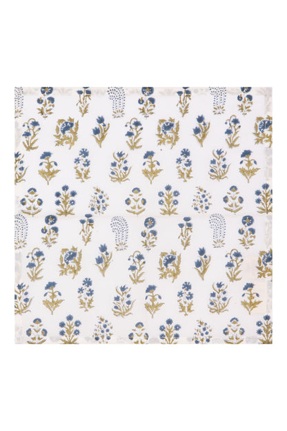 Napkins with Mini Flower  X 4 Napkin Set Cotton  Blue One Size