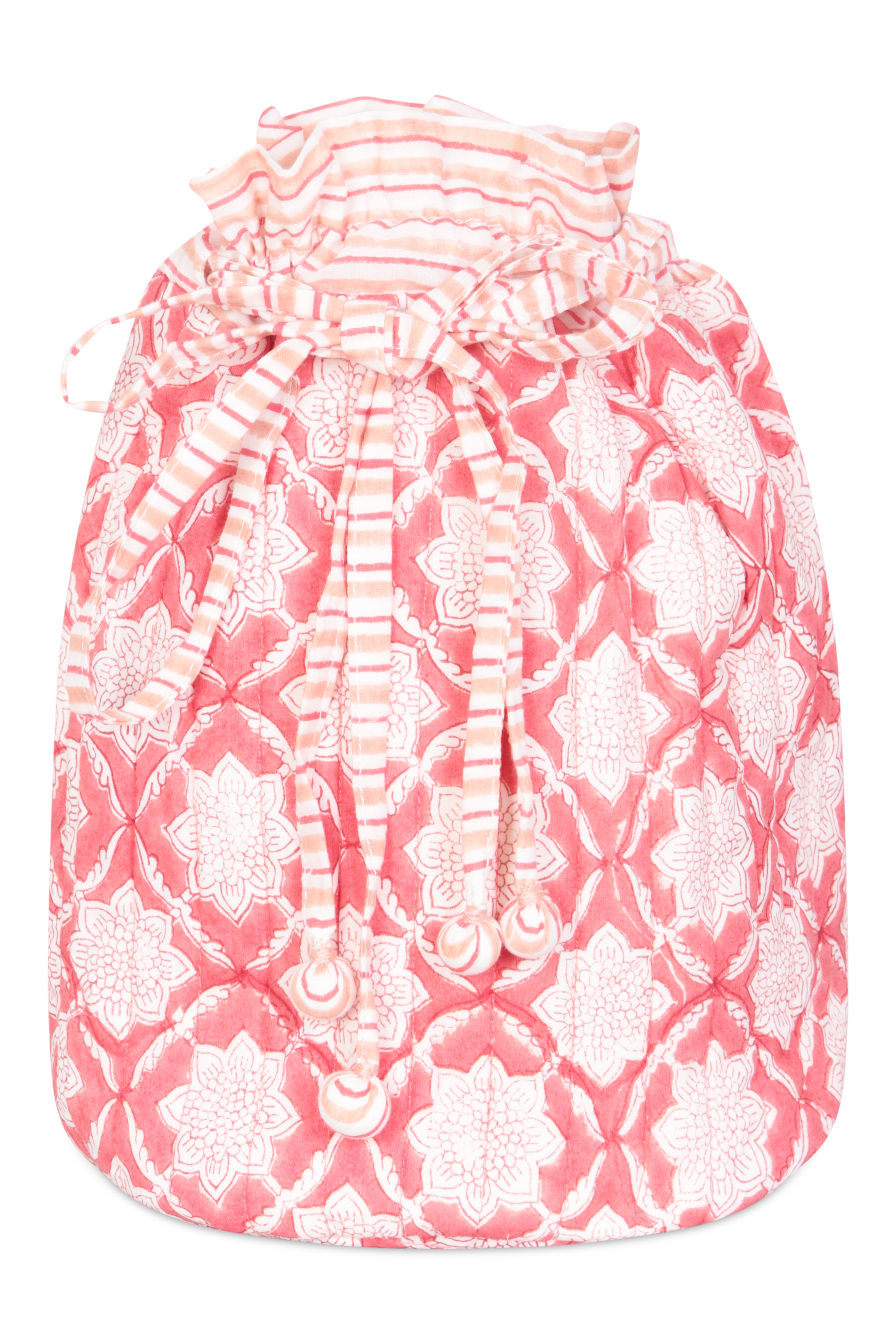 Retreat Fresco Multi Stripe Washbag Washbag Cotton Coral-Red One Size