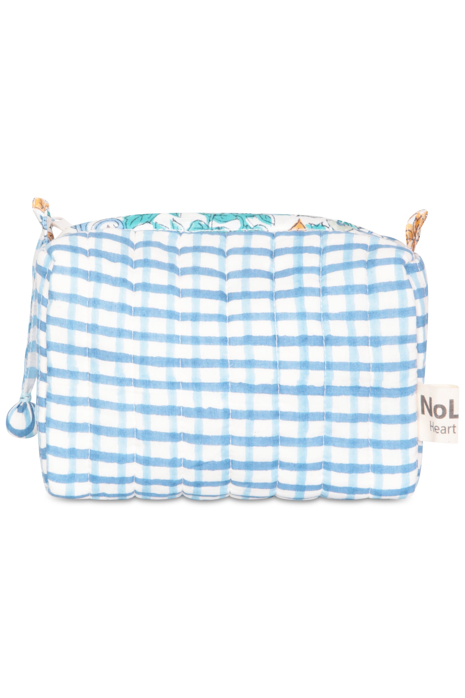 Gingham Mini Bag Washbag Cotton Blue One Size