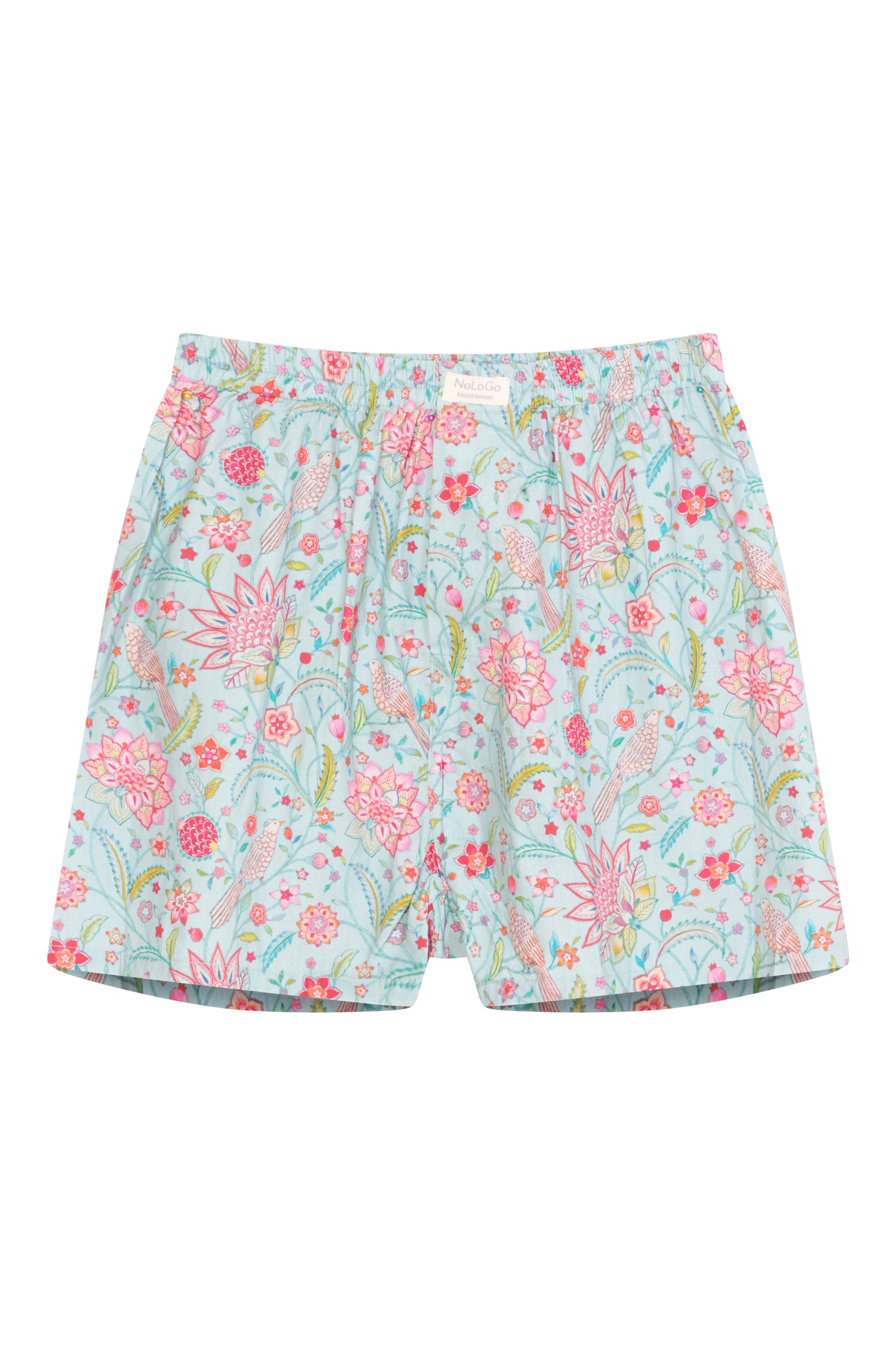 Birdy Print Boxers Boxer Short Cotton Dusty Blue