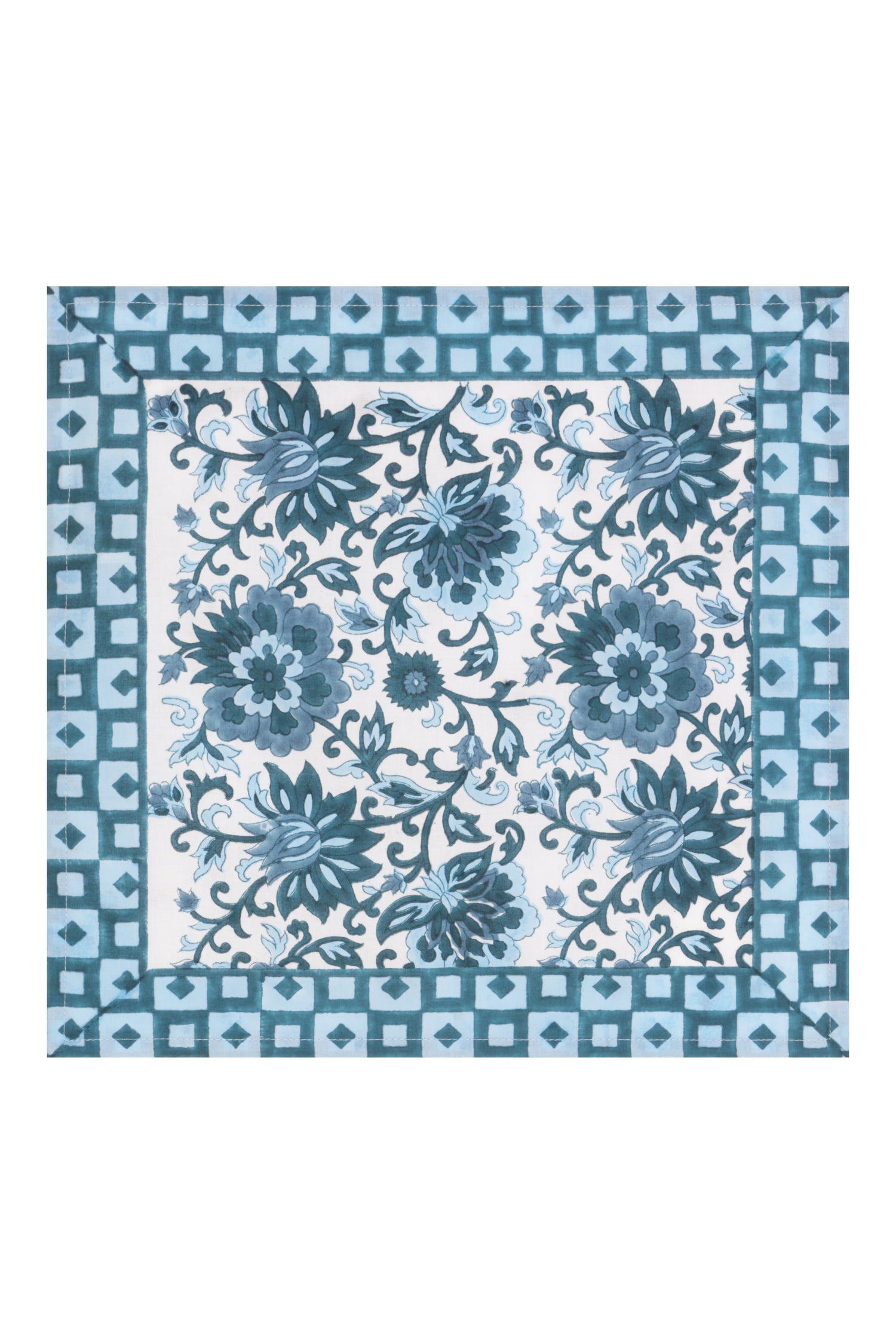 Athena Floral  X 4 Napkin Set Cotton Blue One Size