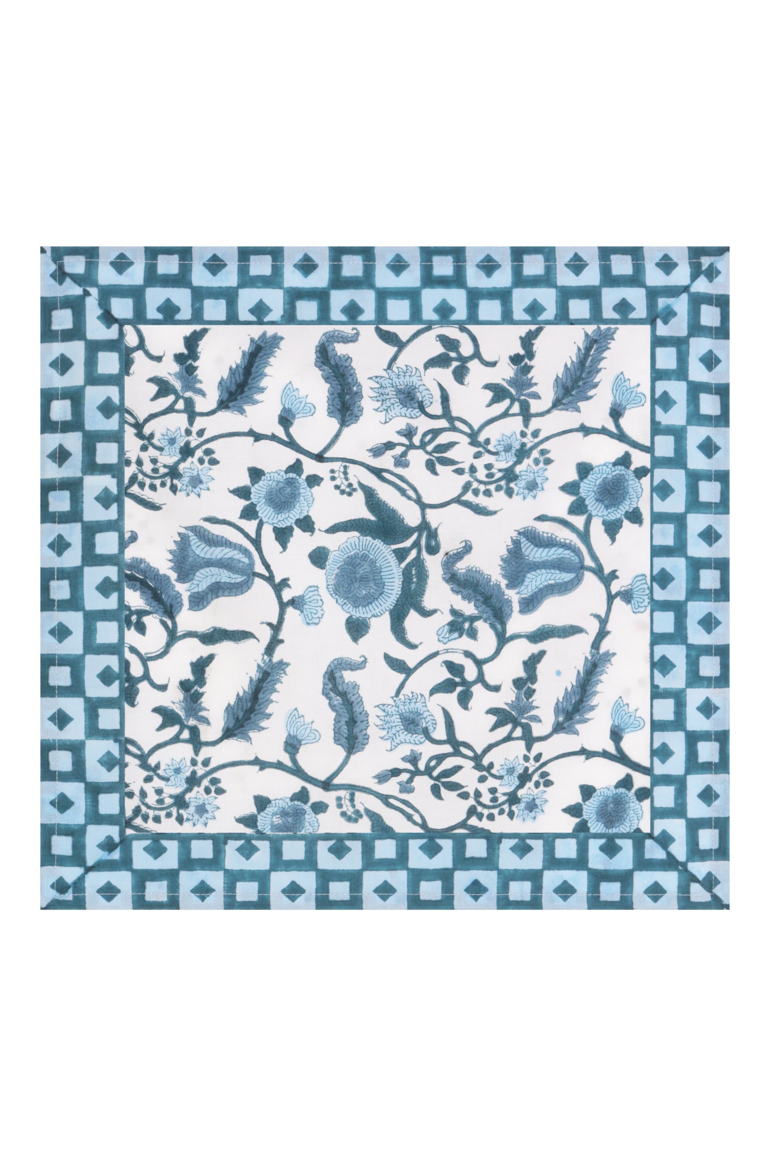 Athena Trellis  X 4 Napkin Set Cotton Blue One Size
