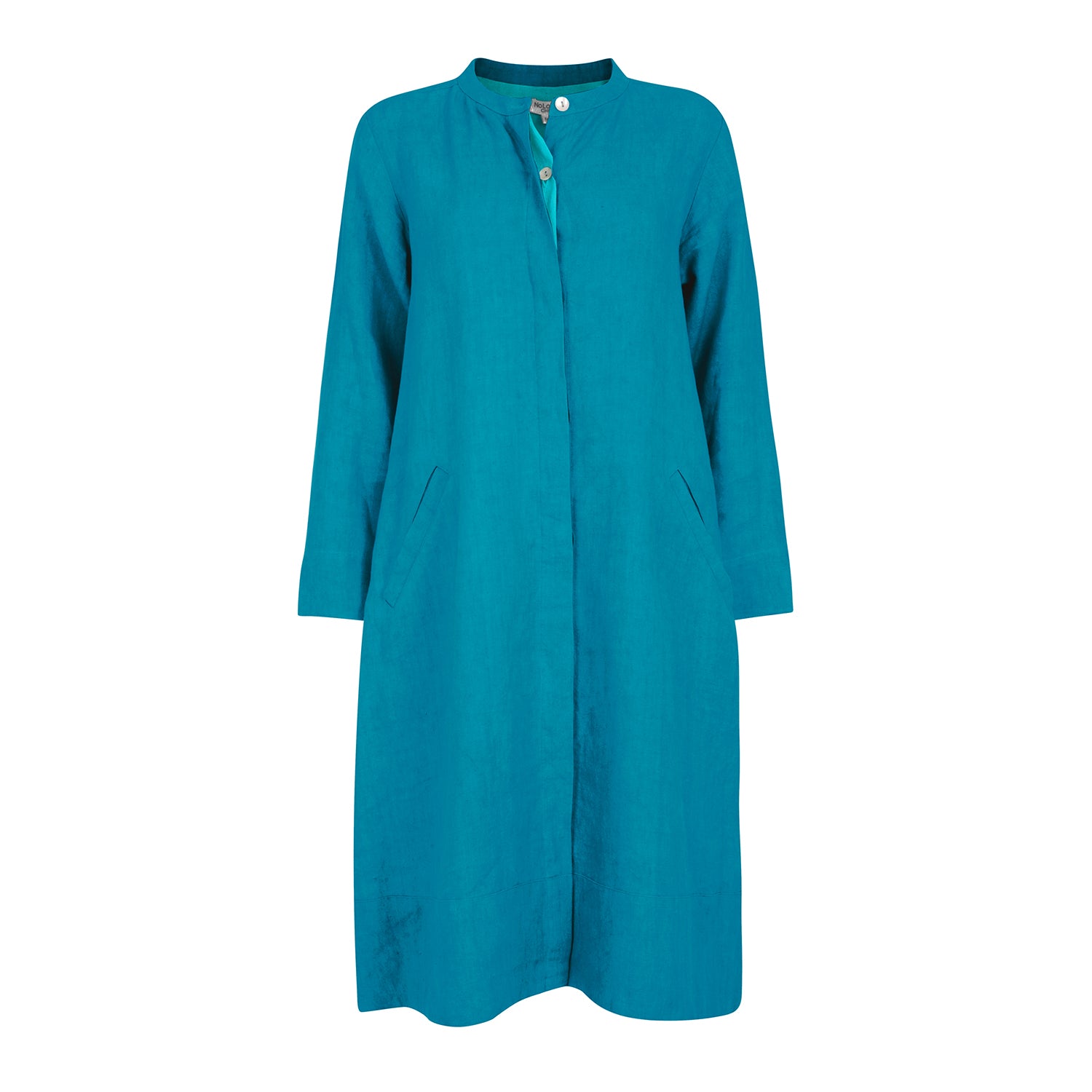 Super Mix Coat Dress - Linen - Peacock