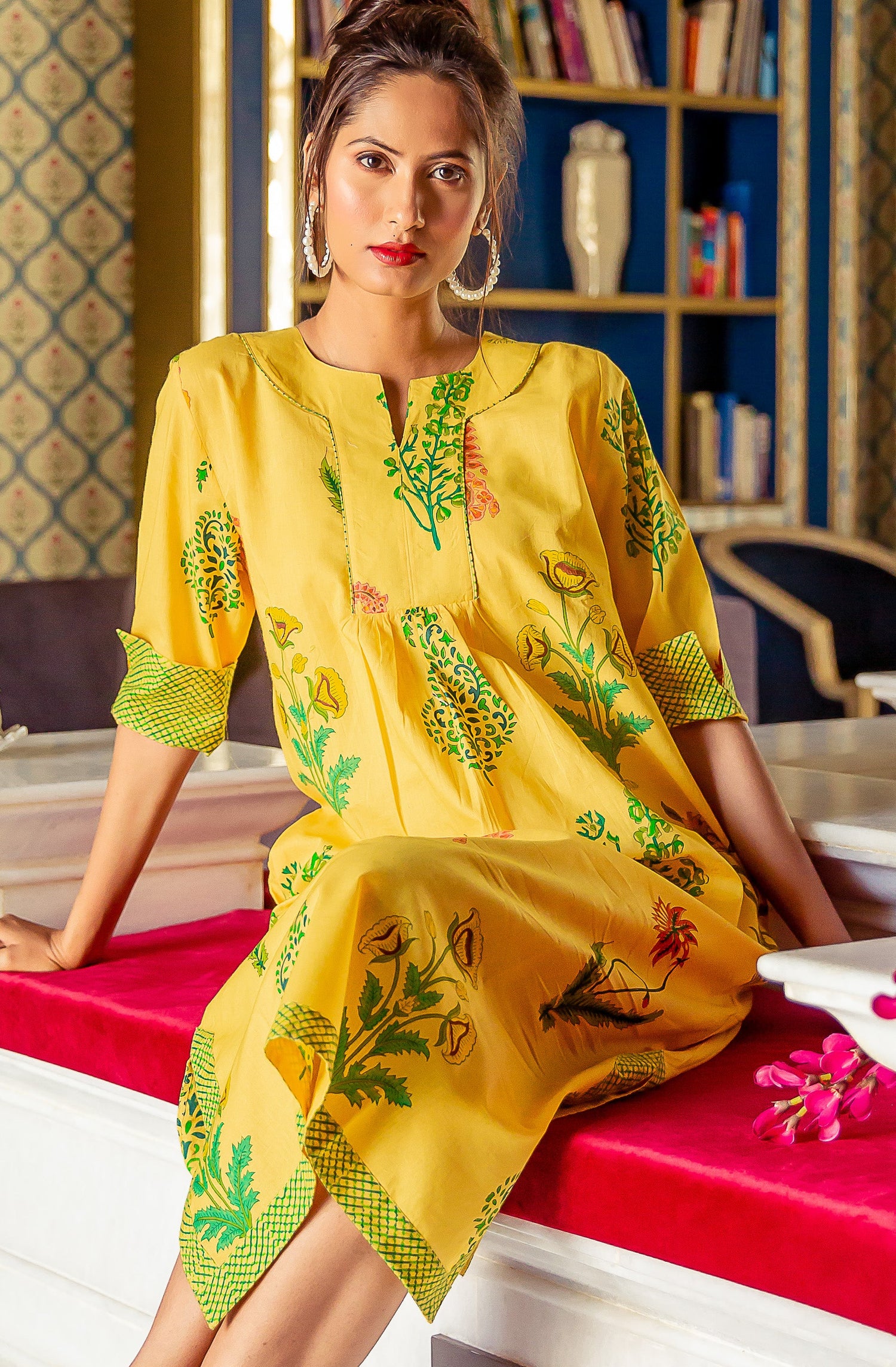 Botanical Maxi Dress Cotton Dandelion