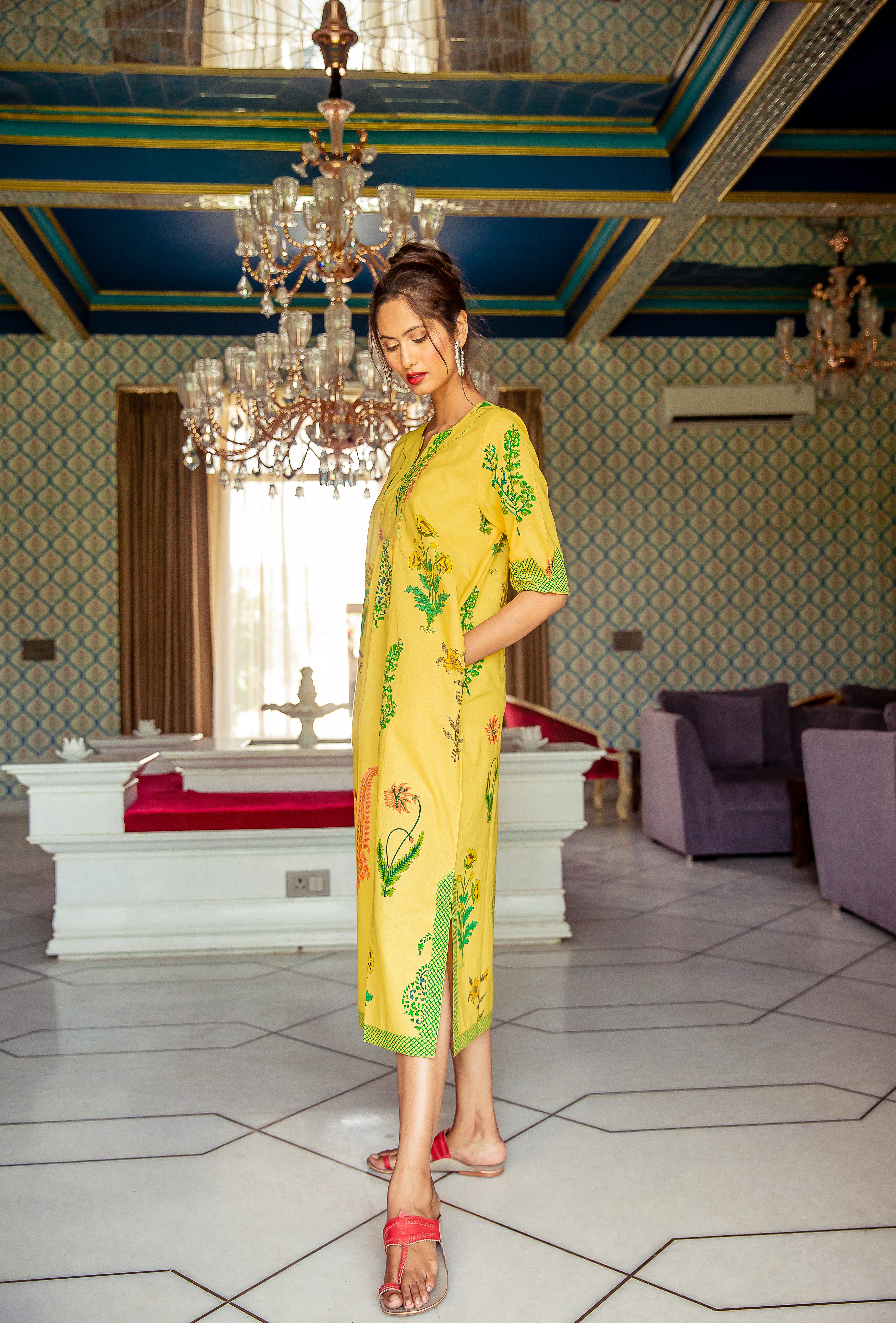 Botanical Maxi Dress Cotton Dandelion