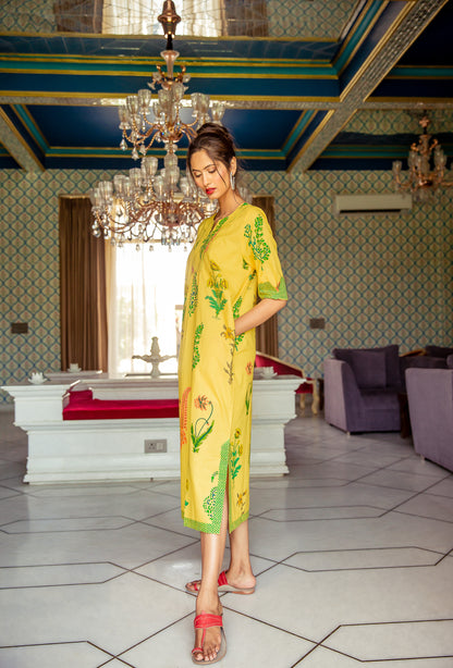 Botanical Maxi Dress Cotton Dandelion