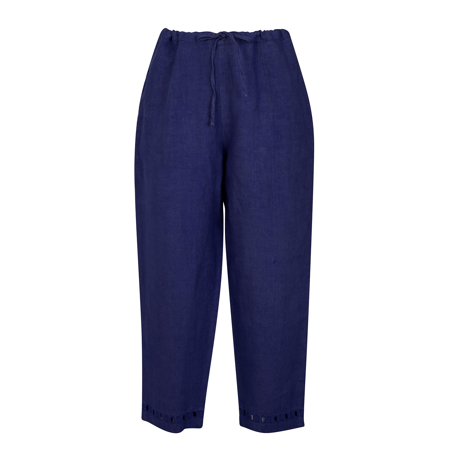 Plain Dyed Trousers Linen - Ultramarine