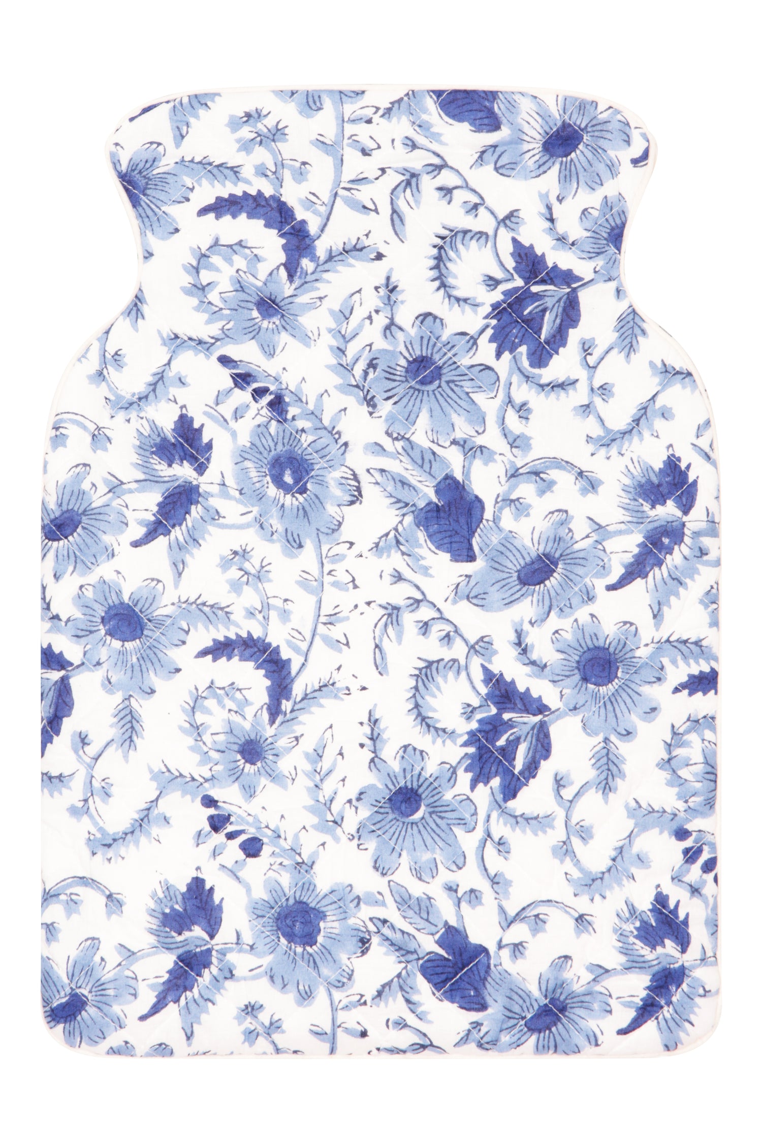 Hand Block Printed Hot Water Bottle Cover - Cornflower Blue