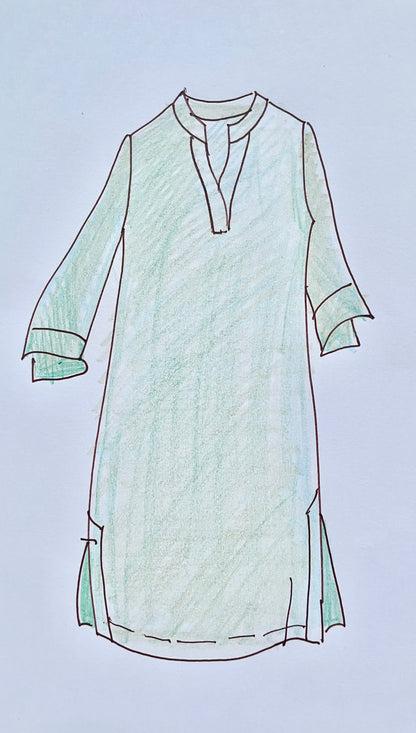 Plain Dyed Kaftan Linen - Sage Green