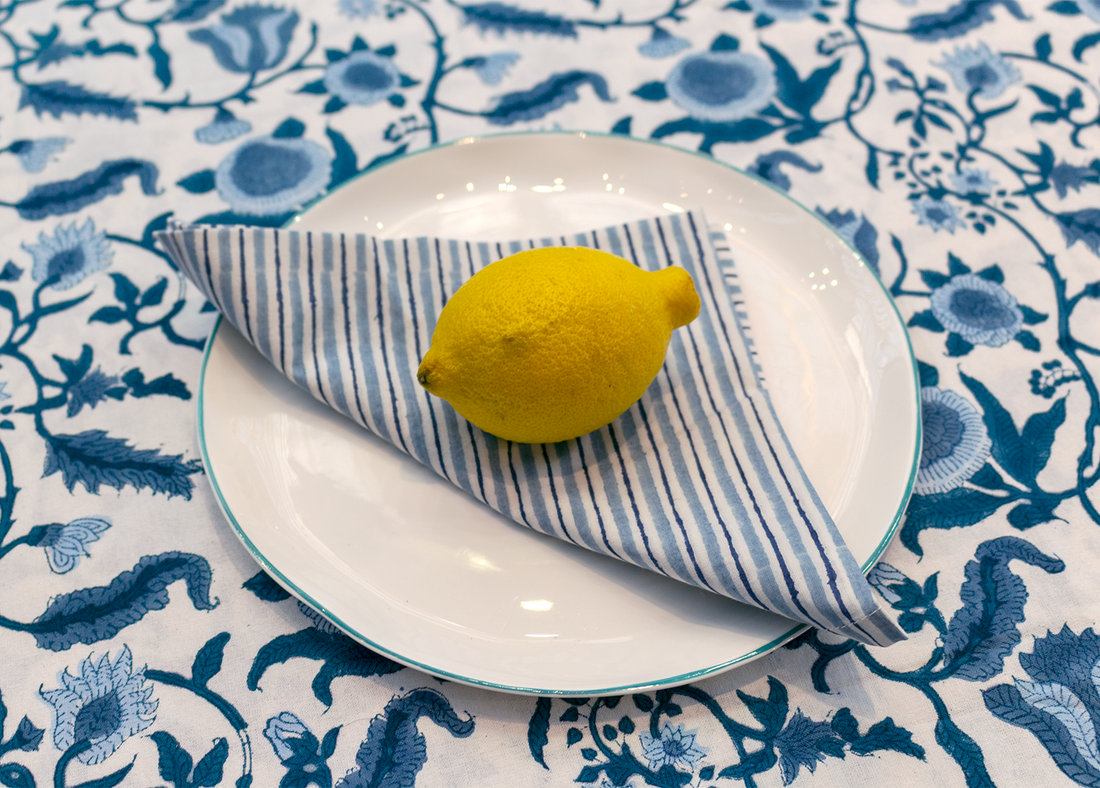 Fresco Stripe Napkins Multi Stripe X 4 Napkin Set Cotton Indigo One Size