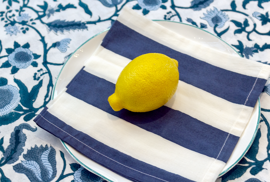 Fresco Stripe Napkins Broad Stripe X 4 Napkin Set Cotton Indigo One Size