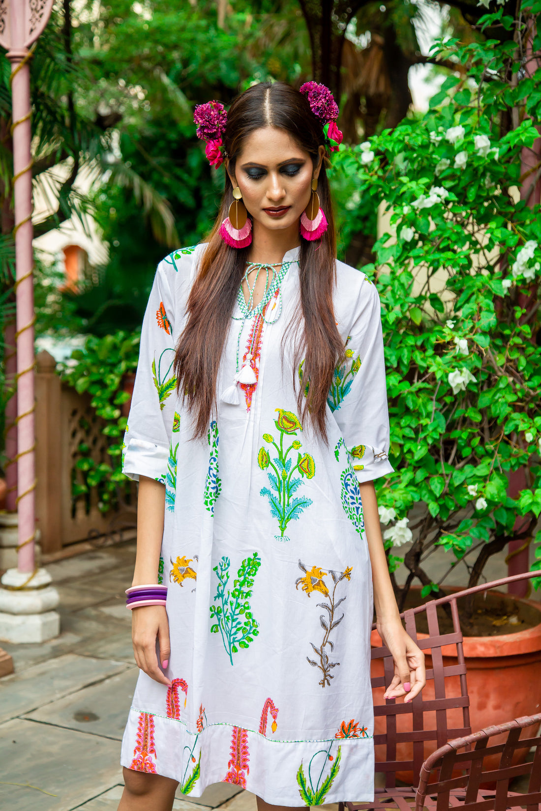 Botanical Tassel Kurta Cotton Multi