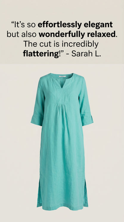 Life Style Linen Maxi Dress - Aqua Blue