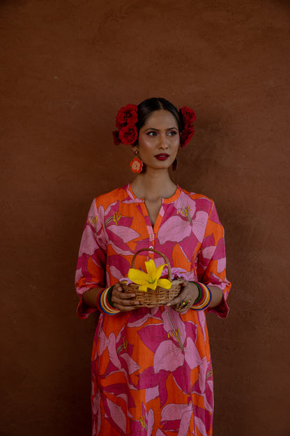 Fruit Flower Classic Tunic Dress Pink