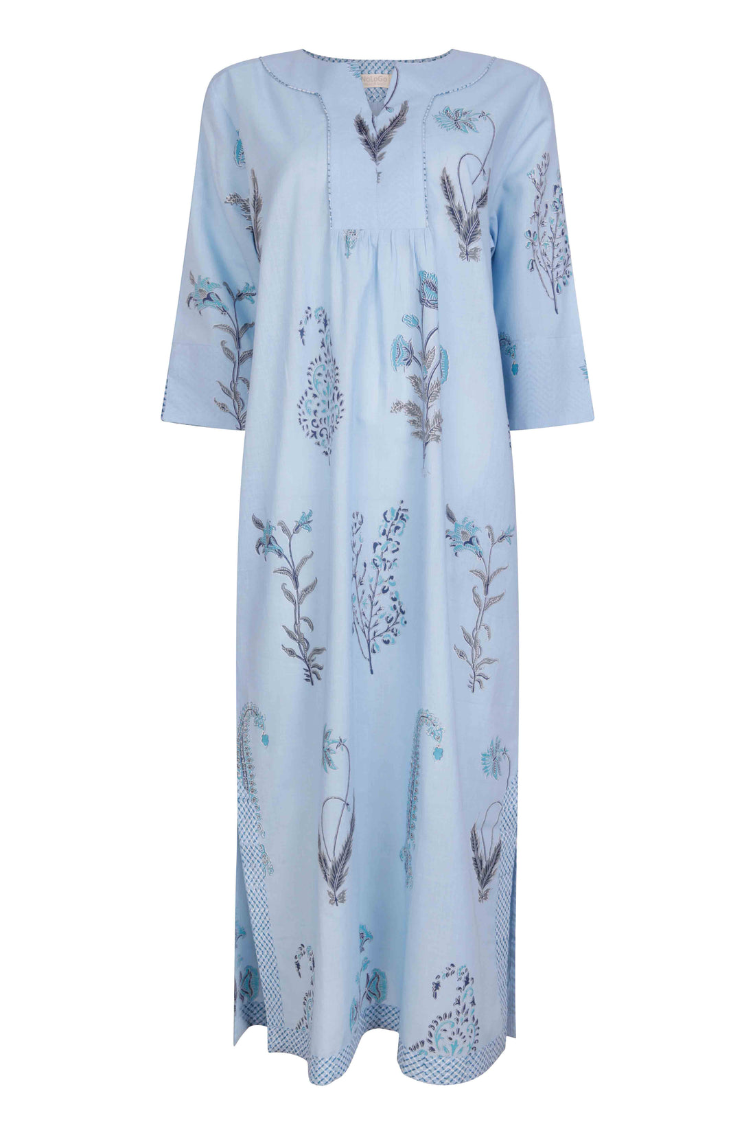 Botanical Maxi Dress Cotton Gentle Blue