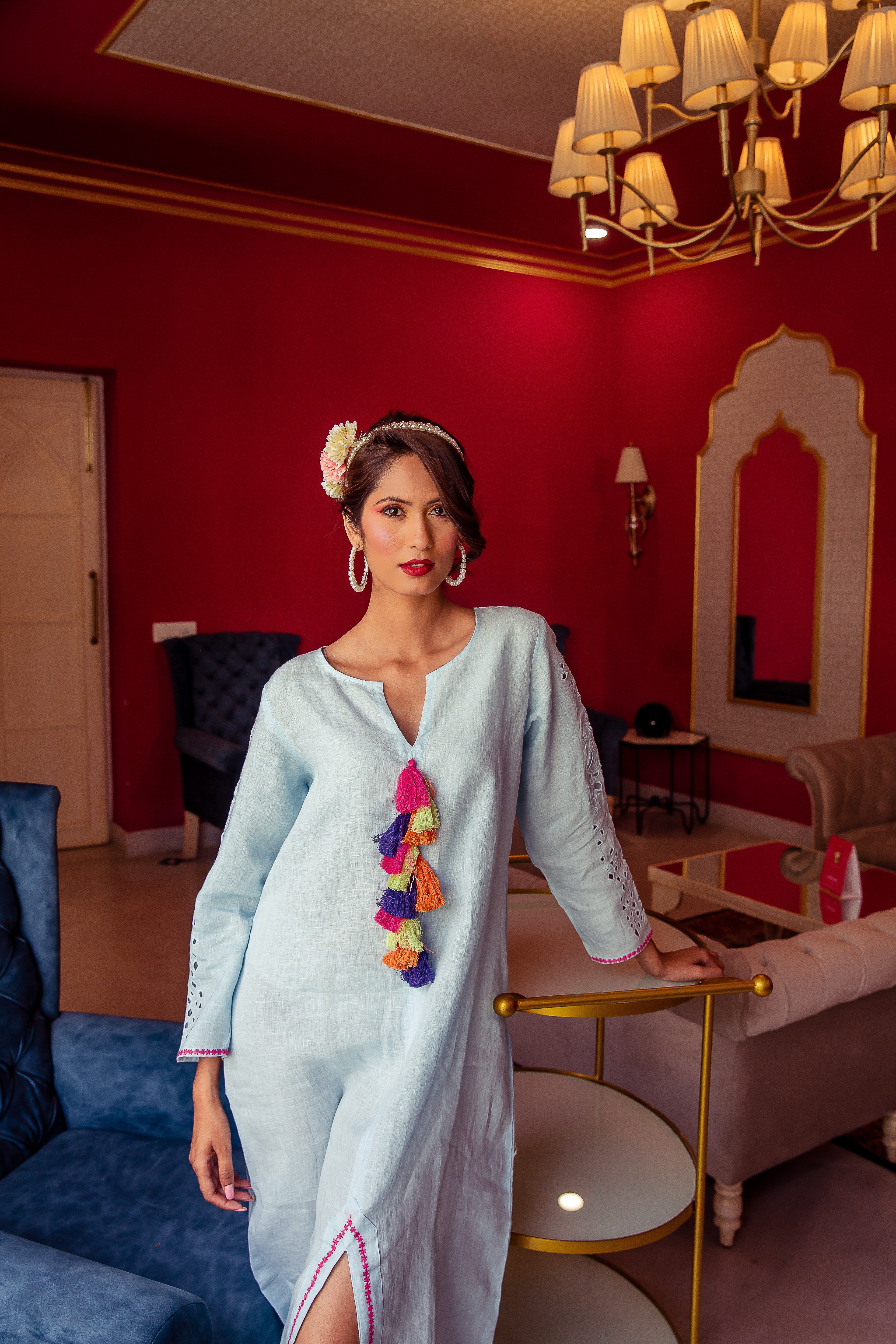 Mexican Tassel Kaftan- Linen