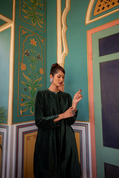 Velvet Super Mix Coat - Forest Green