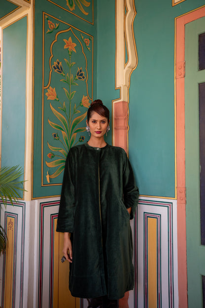 Velvet Super Mix Coat - Forest Green