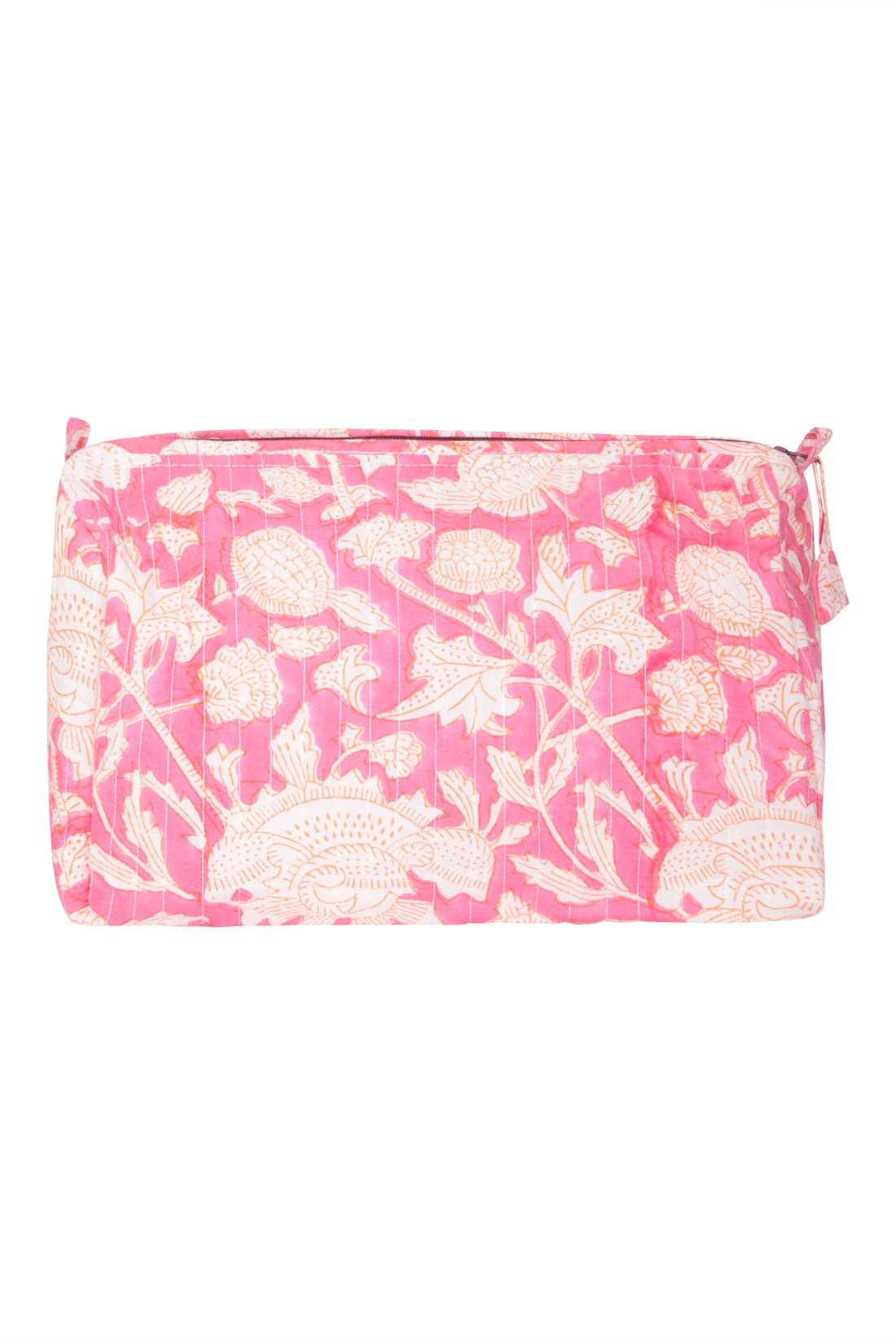 Hand Block Print Wash Bag - Hibiscus
