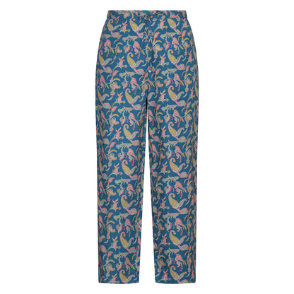 Birdsong Print Trousers Robin Egg Blue