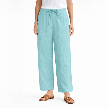 Life Style Plain Trouser Linen Blue Glow