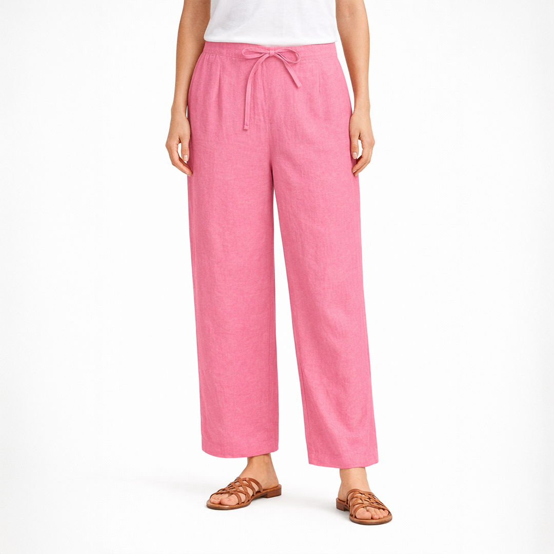 Life Style Plain Trouser Linen Blush Pink