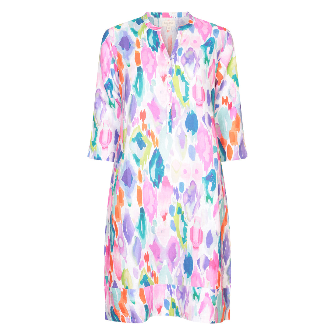Jewel Print Tunic Classic Dress Linen Multi