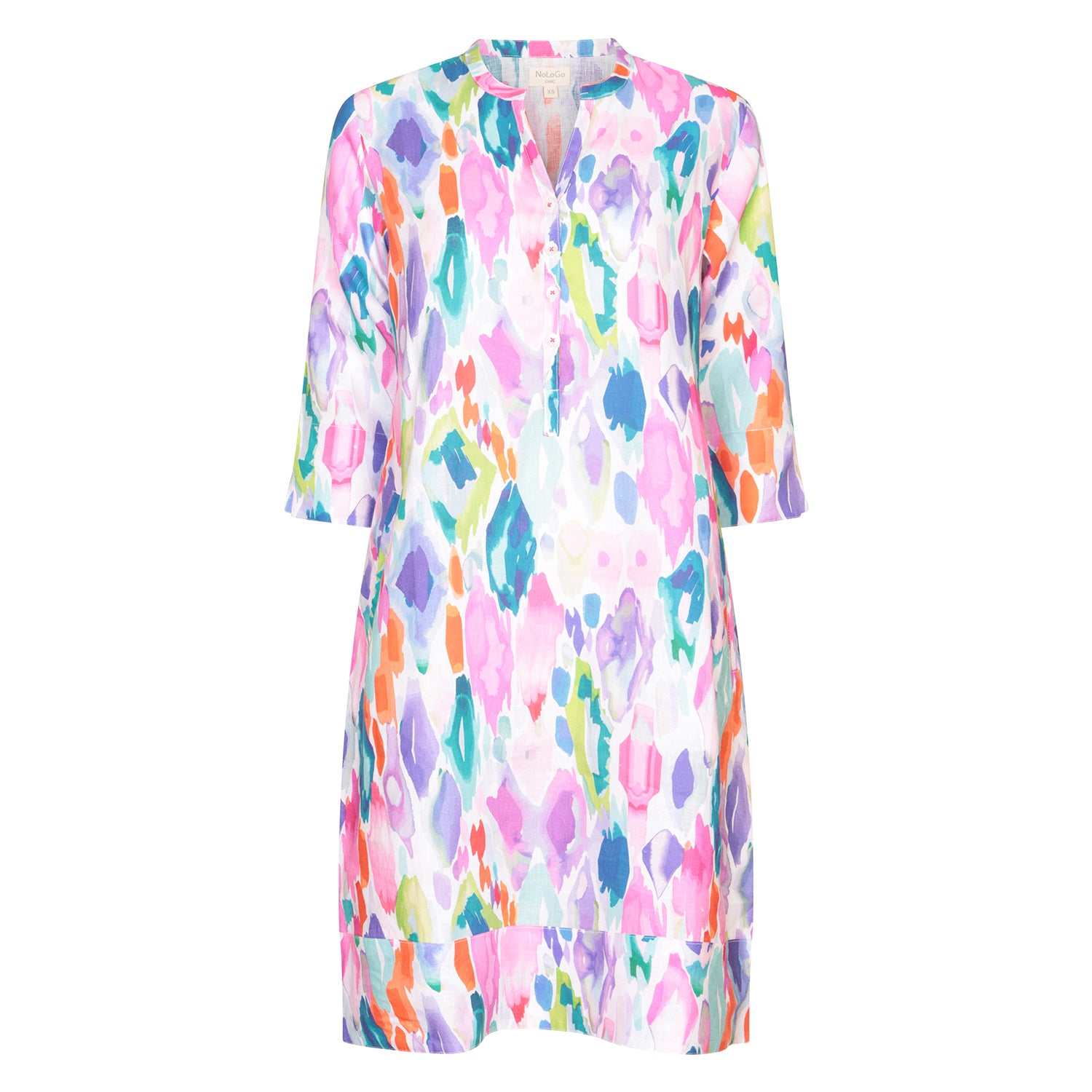 Jewel Print Tunic Classic Dress Linen Multi