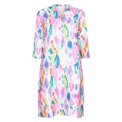 Jewel Print Tunic Classic Dress Linen Multi