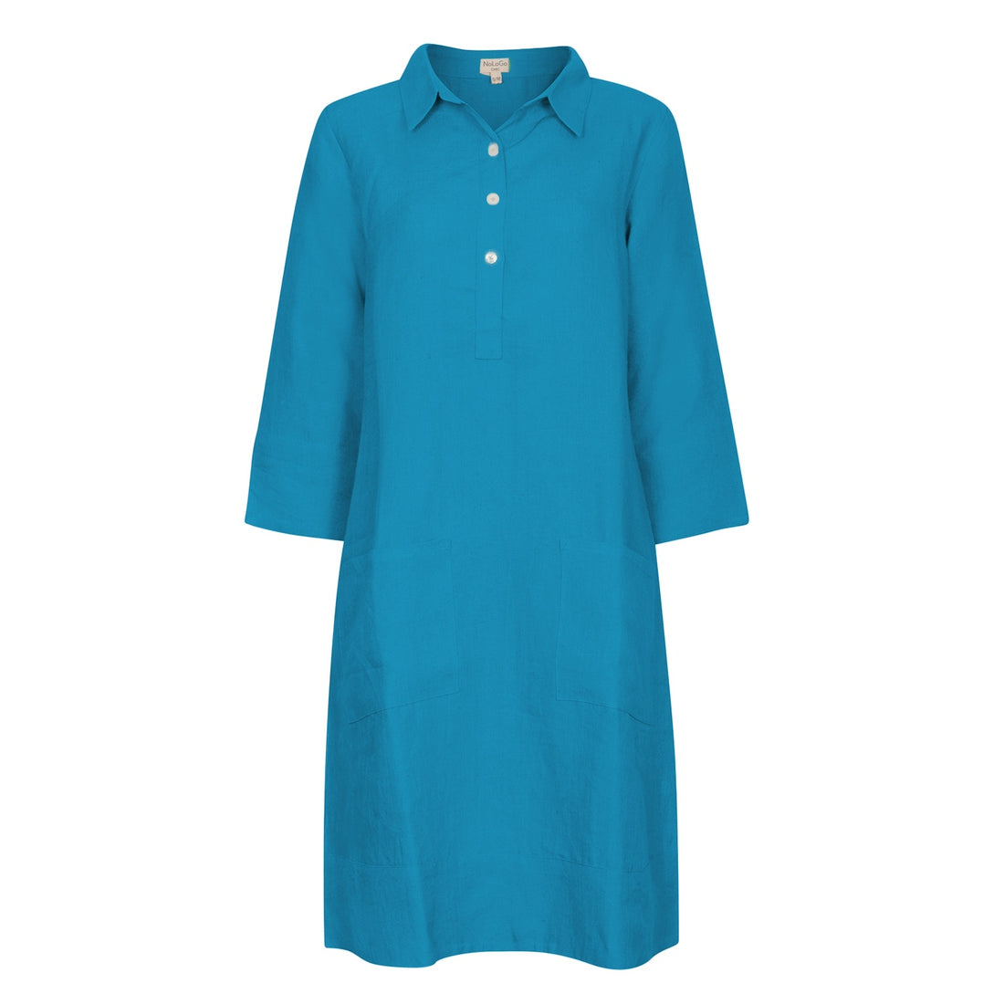 Up Town Linen Shirt Dress - Seaside Blue