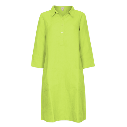 Up Town Linen Shirt Dress - Sage Green