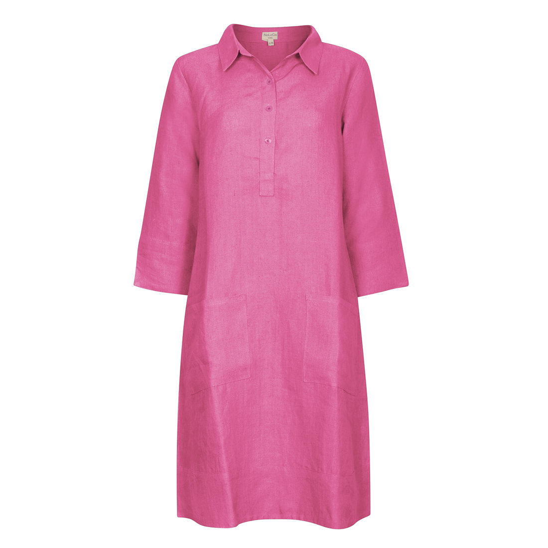 Up Town Linen Shirt Dress - Peony Pink