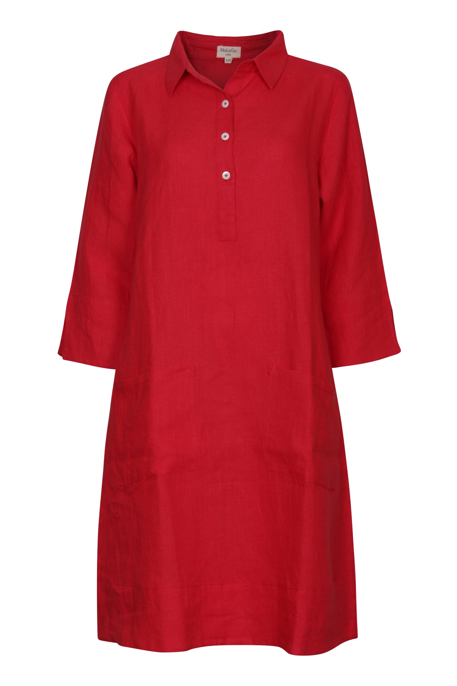 Up Town Linen Shirt Dress - Aqua