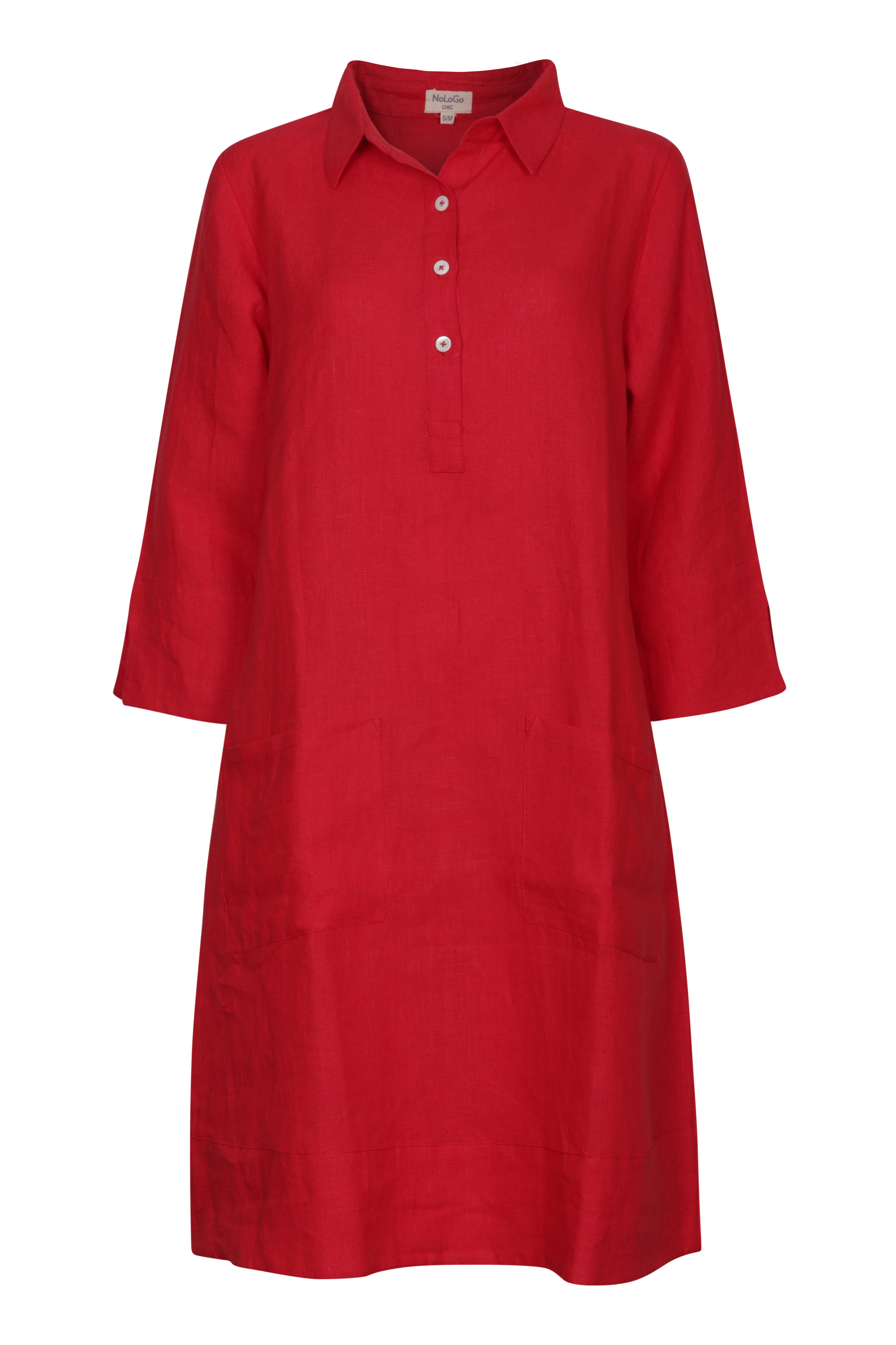 Up Town Linen Shirt Dress - Aqua