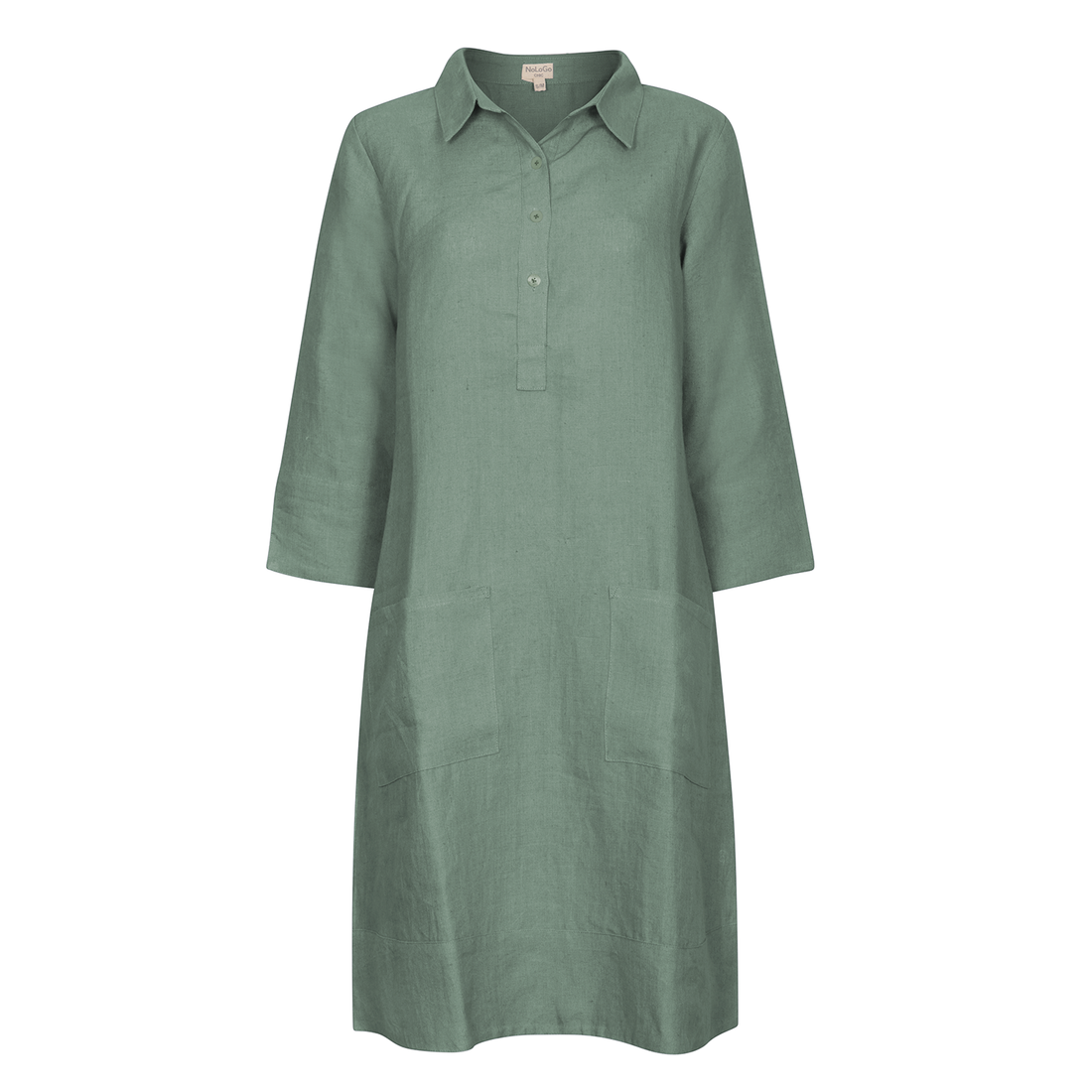 Up Town Linen Shirt Dress - Sage Green