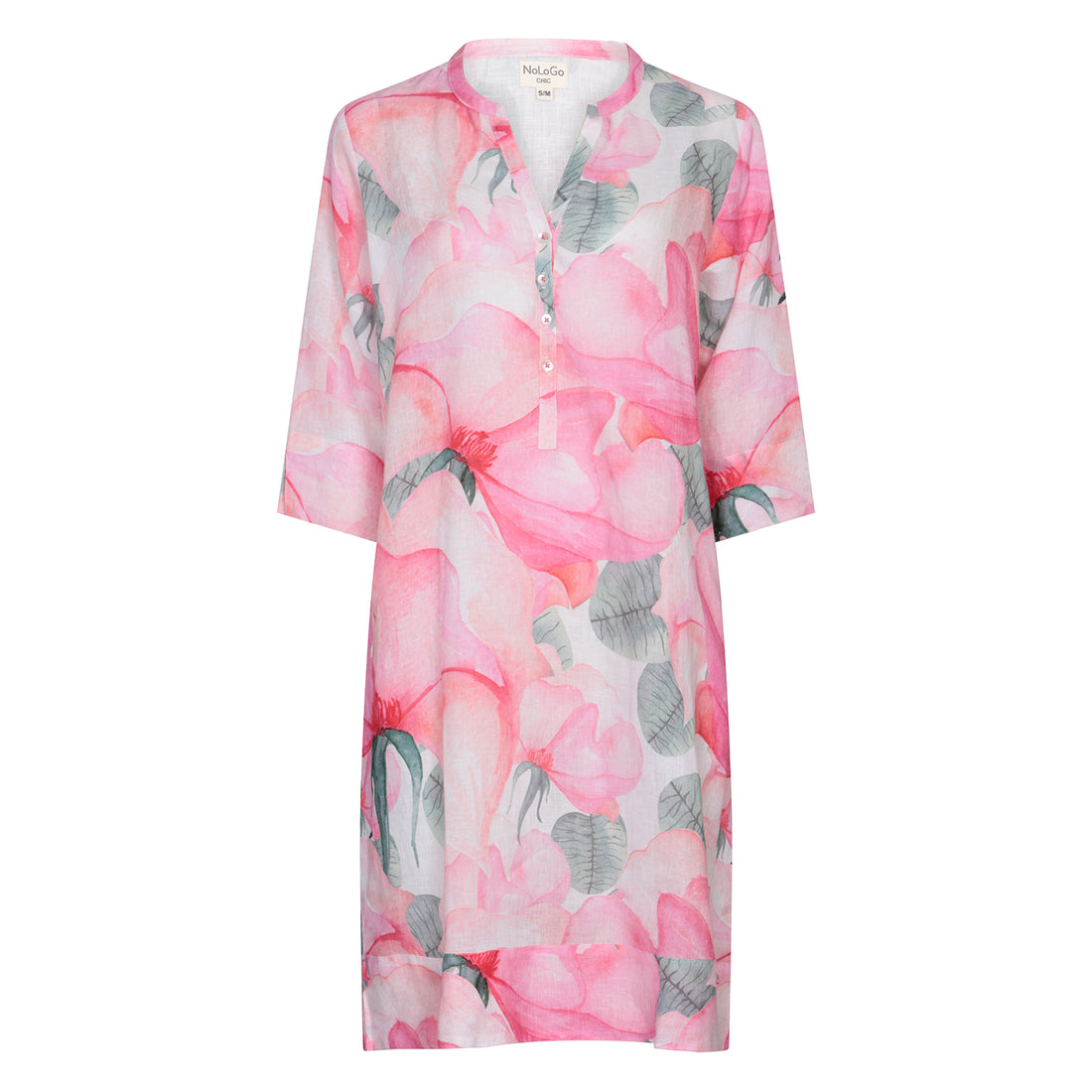 Blooming Rose Linen Classic Tunic Dress