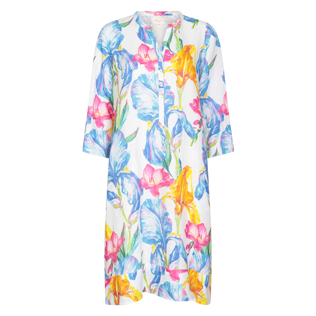 Golden Iris Print Tunic Dress Linen