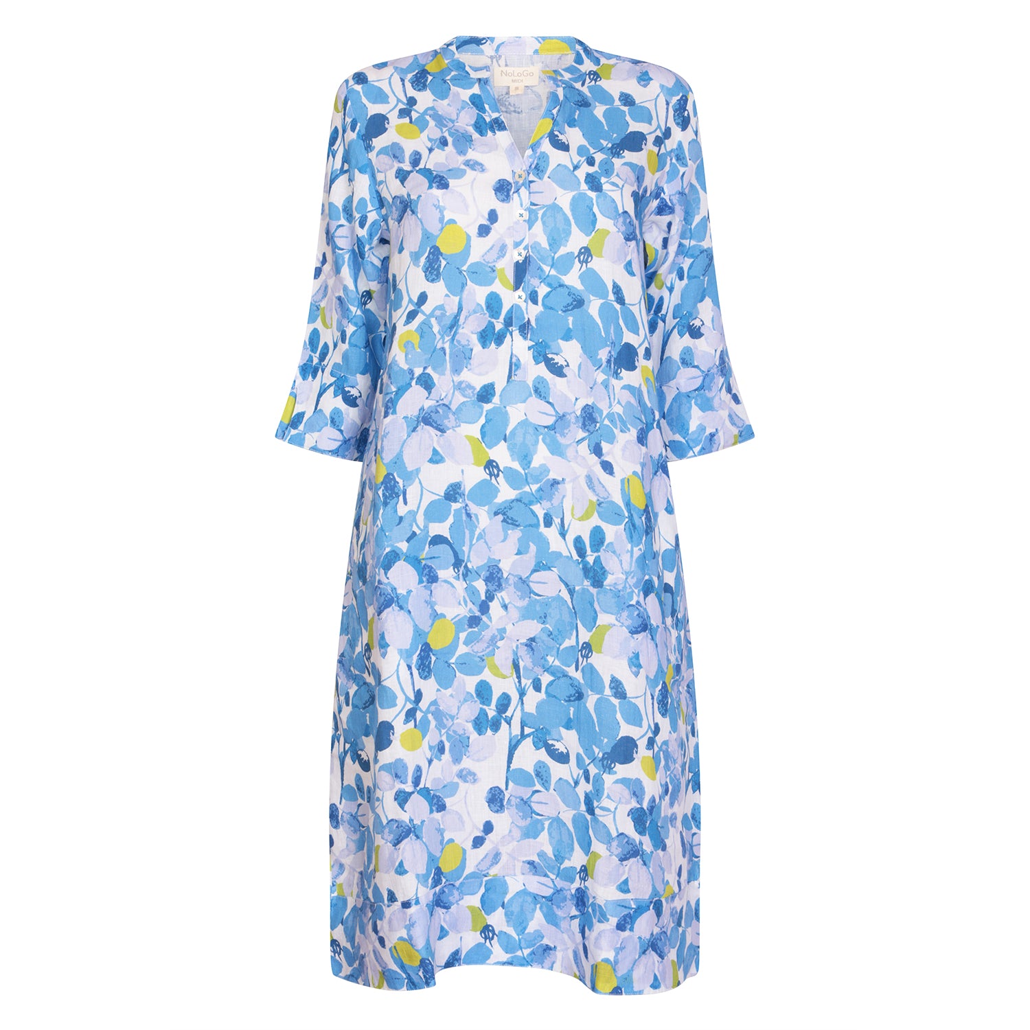 Green Plum Linen Tunic Dress Blue