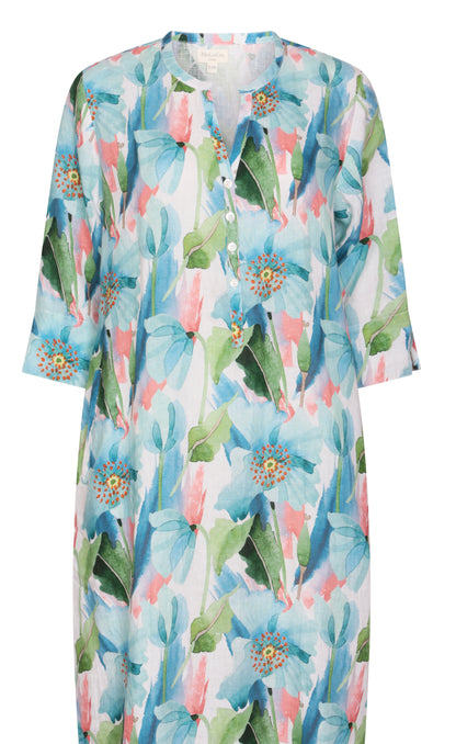Tulip Poppy Classic Midi Tunic Linen Blue
