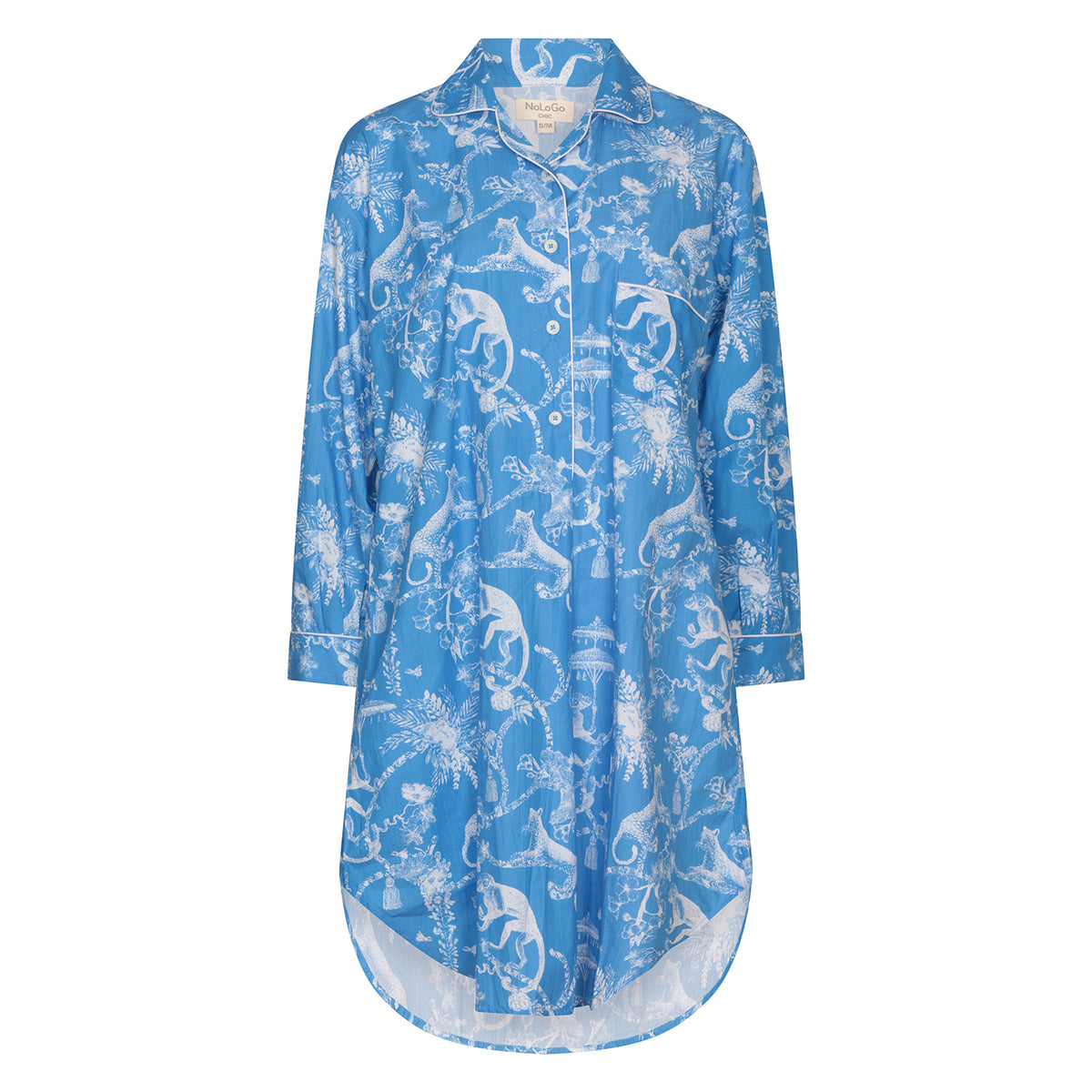 Jungle Party Nightshirt Cotton Poplin - Blue