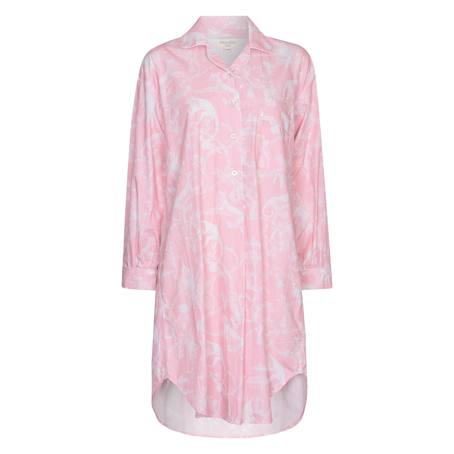 Jungle Party Nightshirt Cotton Poplin- Pink