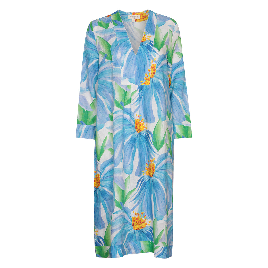 Picot Midi Dress Denim Flower
