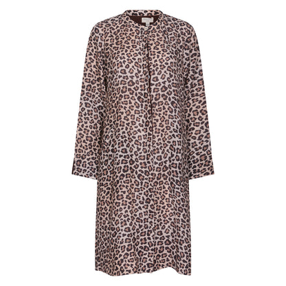 Super Mix Coat Dress Linen Brown Leopard