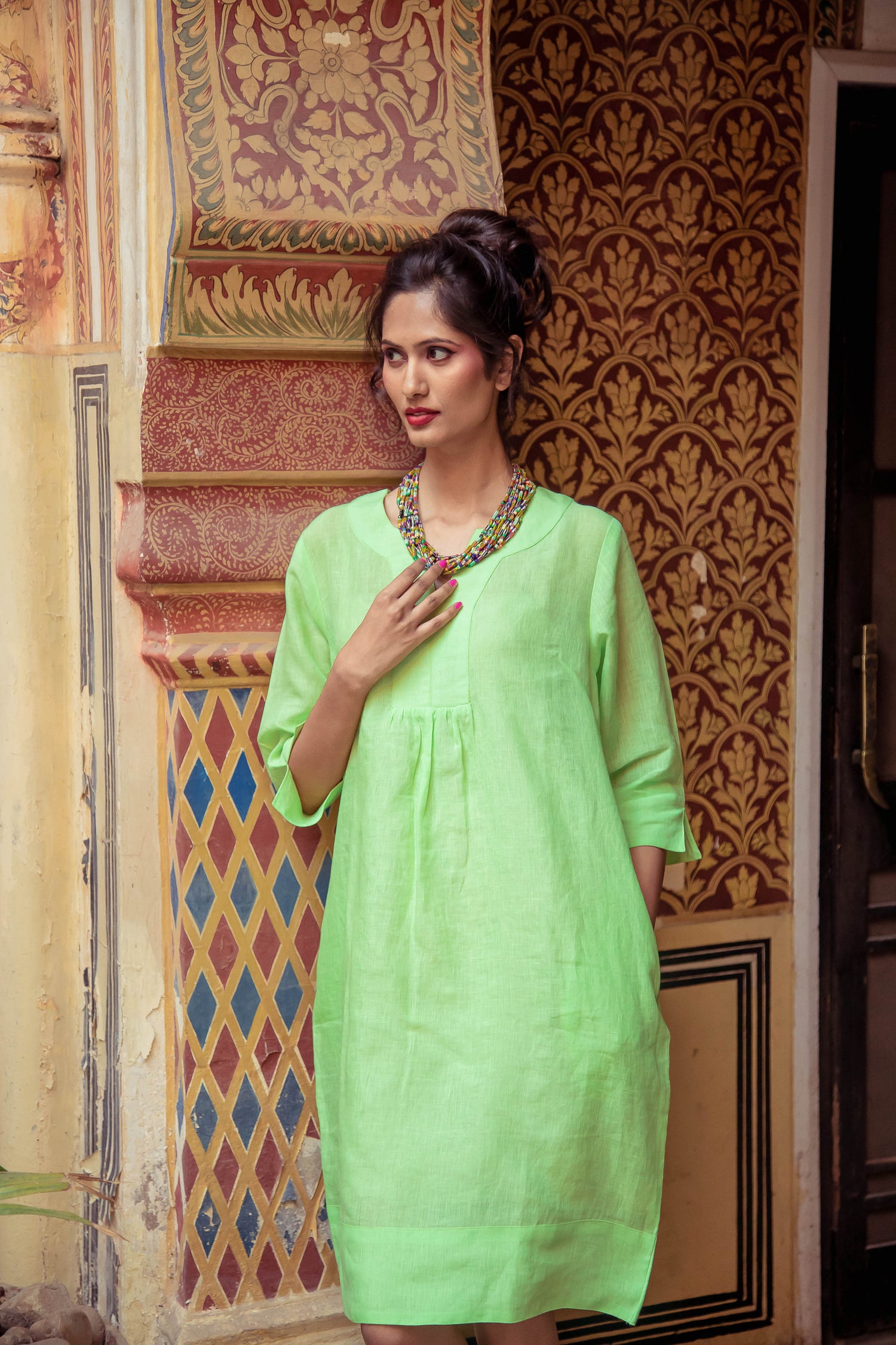 Life Style Easy Tunic Dress Linen - Parrot