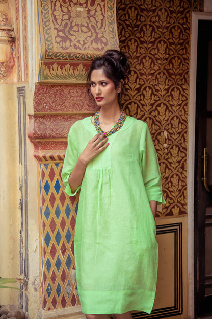 Life Style Easy Tunic Dress Linen - Parrot