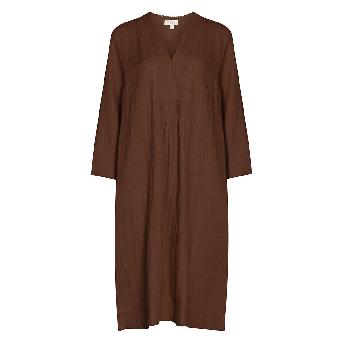 Picot Midi Dress - Linen - Cocoa