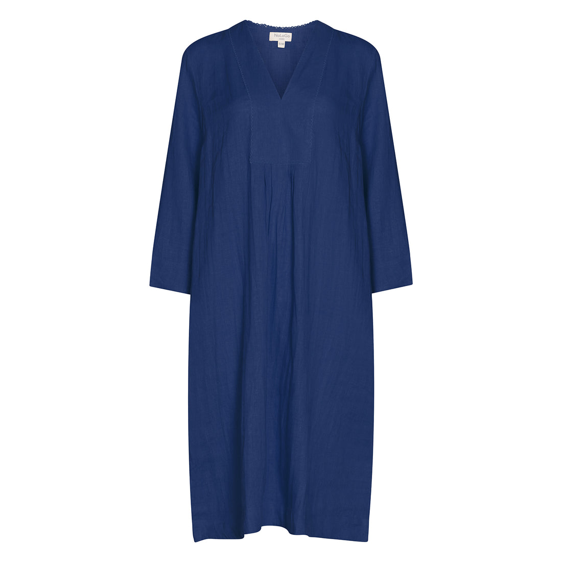 Picot MIDI Dress-Linen - Indigo