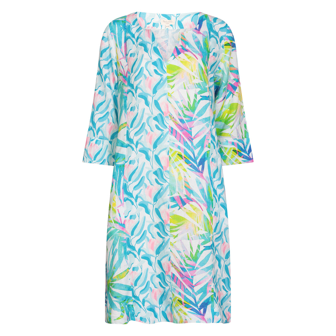 Magnolia Zen Midi Dress Linen Turquoise/Pink